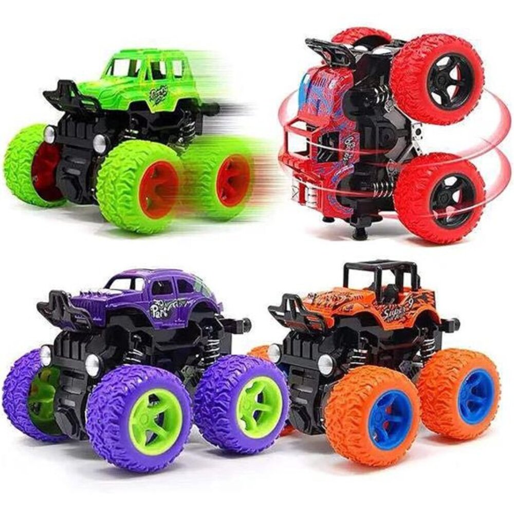 Truck for Boys 3 4 5 6 7 Year Old,4 Pack Push and Go Friction Powered Car Toys